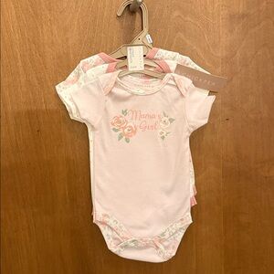 NWT Chick Pea Light Pink Floral 'Mama's Girl' 3 Pack Bodysuits